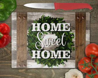 Home Sweet Home Tempered Glass Cutting Board