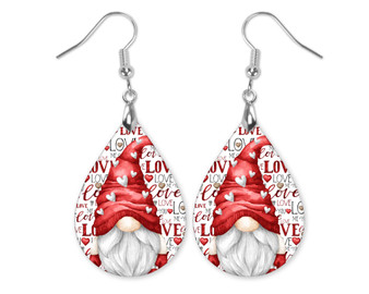 Valentine's Day Gnome Teardrop Earrings