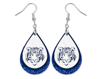 Royal Blue and White Tiger Earrings