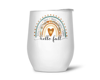 Hello Fall Wine Tumbler 12oz