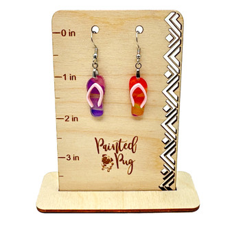 Pink Purple Acrylic Flip Flop Earrings, Earrings for Summer, Beach Earrings, Cruise Earrings