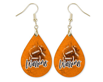 Warriors Orange & Black Football Earrings