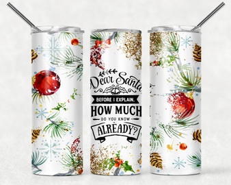 Dear Santa Christmas Design 20oz Tumbler