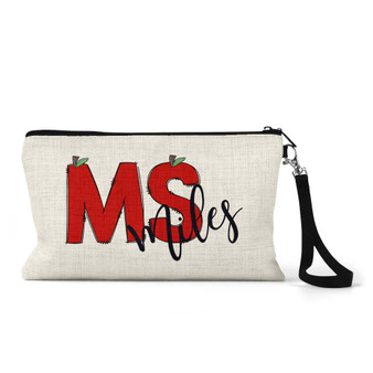 Personalized Apple Design Cosmetic Bag Wristlet  Makeup Bag