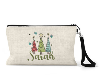 Personalized Christmas Tree Design Cosmetic Bag Wristlet  Makeup Bag