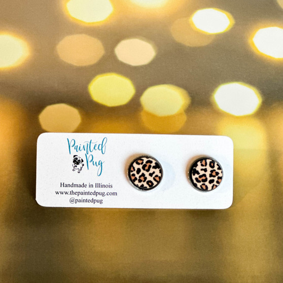 Leopard Pattern Round Stud Earrings