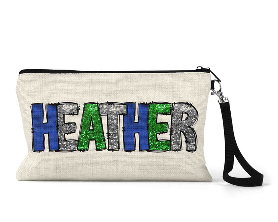 Personalized Custom Name Cosmetic Bag Wristlet Makeup Bag