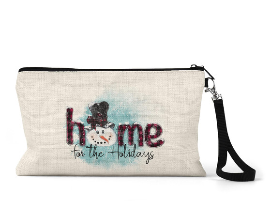 Home For The Holiday Christmas Wristlet Makeup Bag