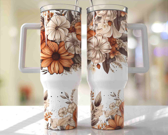 Fall Floral Pumpkin 40oz Tumbler