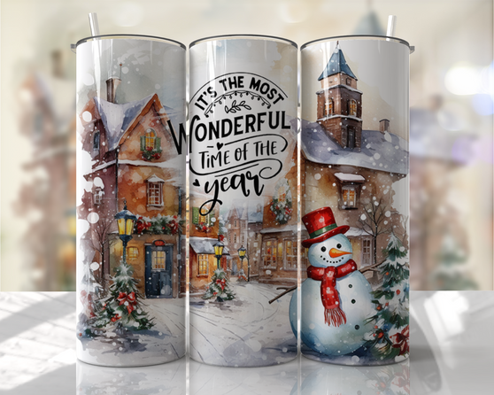 Snowman Wonderful Time Holiday 20oz Tumbler