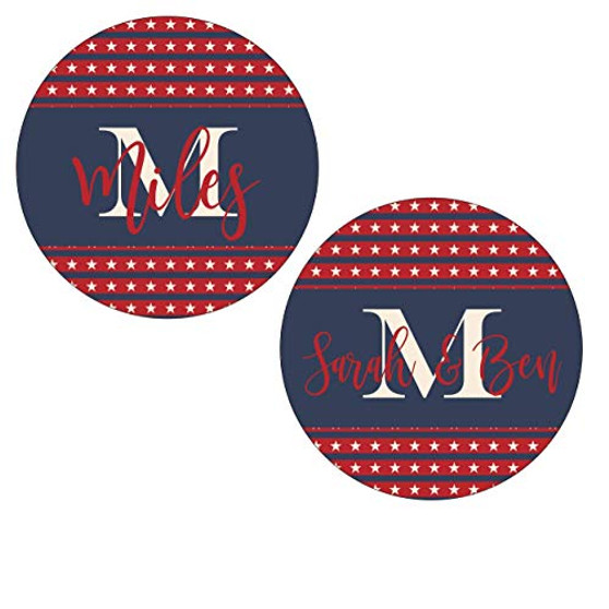 Personalized Coasters Red White and Blue Family Name Neoprene (Set of 4)