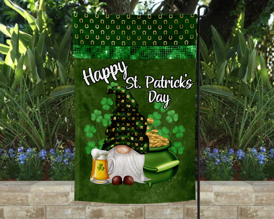 Gnome St. Patrick's Day Garden Flag 12x18