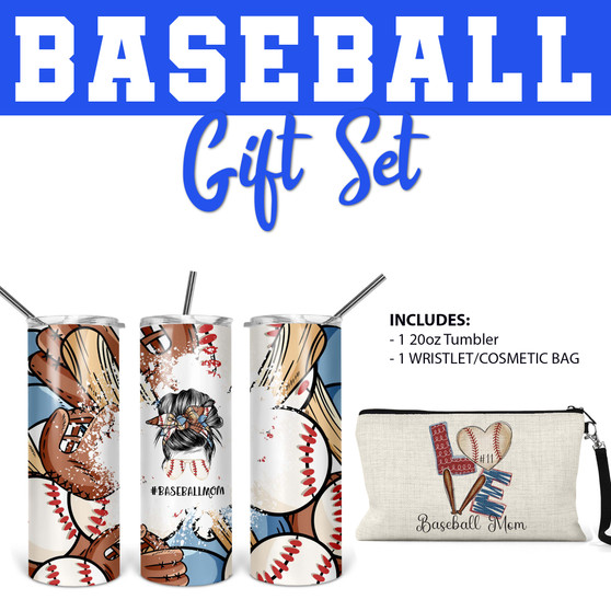 Baseball Mom Gift Set  Tumbler 20oz Makeup Bag