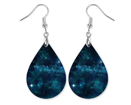 Dark Blue Galaxy Glam Earrings