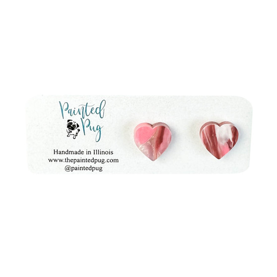 Valentine's Day heart Shaped Pink Stud Earrings