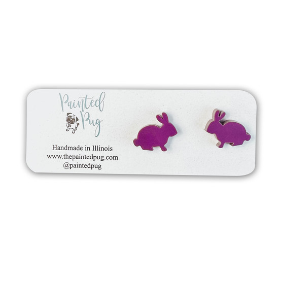 Easter Bunny Purple Violet Stud Earrings