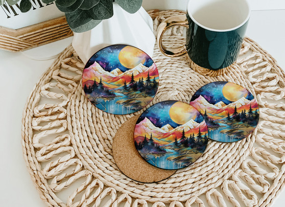 Mountain Range Colorful Coaster Set of 4