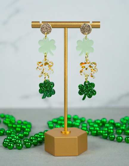 Dangly St Patrick's Day Shamrock Earrings for Women