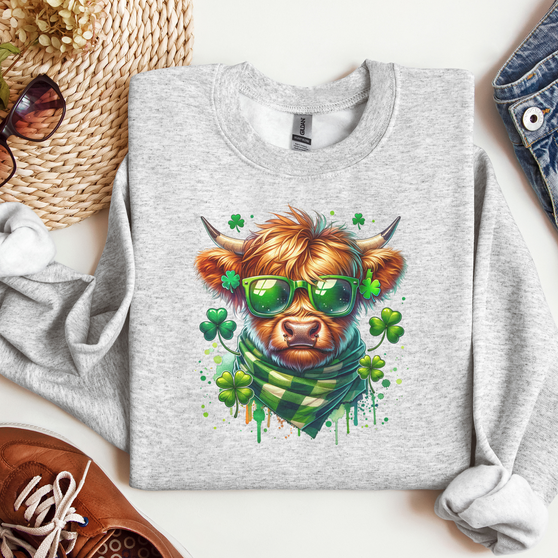 Cute Cow St Patrick's Day Sweatshirt, Crewneck or Long Sleeve Shirt Option