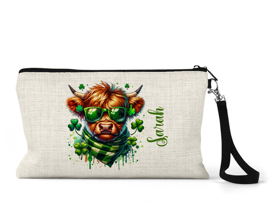 Cute Cow Wristlet Makeup Bag for St Patrick's Day