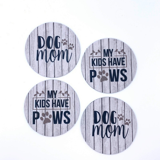 Dog Mom Barnwood Navy Coasters (Set of 4)