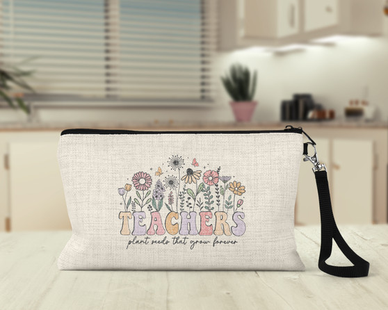 Teacher Plant Seed Retro Wristlet Makeup Bag