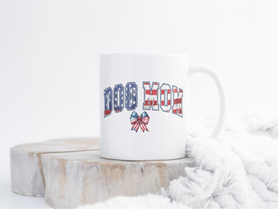 Dog Mom Patriotic Retro Coffee Mug 15oz