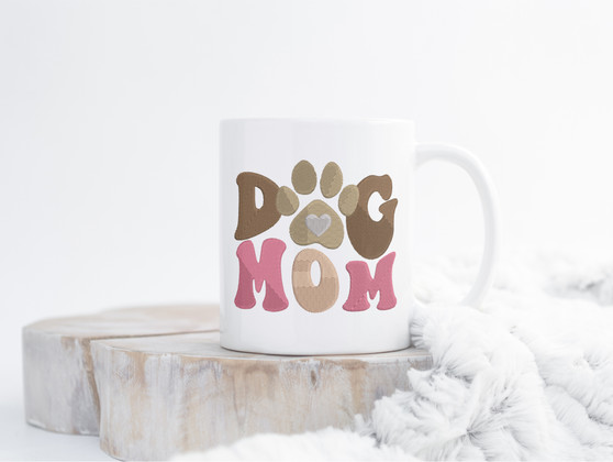 Dog Mom Paw Print Coffee Mug 15oz