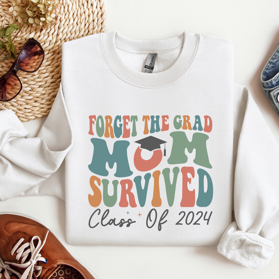 Mom Survived Class Of 2024 Sweatshirt or T-shirt, Crewneck or Long Sleeve Shirt Option