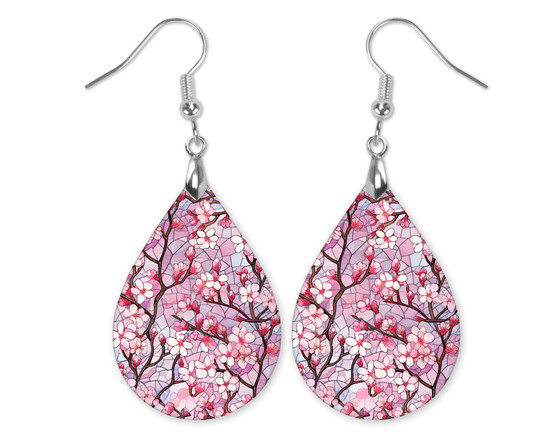 Cherry Blossom 1 Dangle Teardrop Earrings