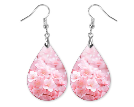 Cherry Blossom 3 Dangle Teardrop Earrings