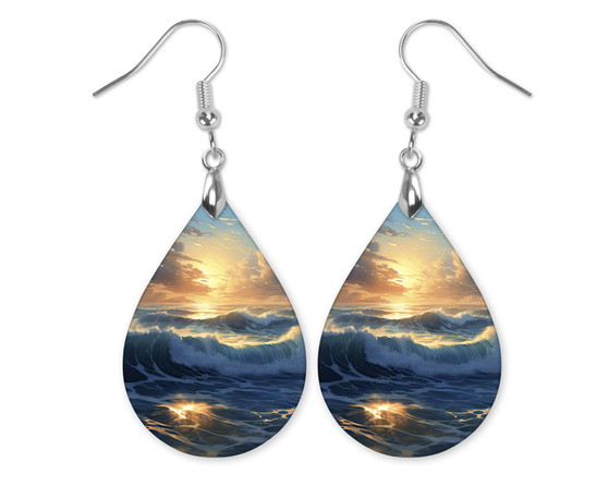 Ocean Dangle Teardrop Earrings