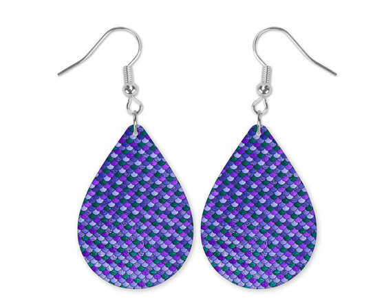 Purple Mermaid Scale Teardrop Earrings