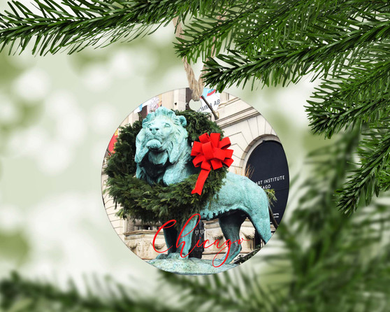 Chicago Lion Christmas Ornament