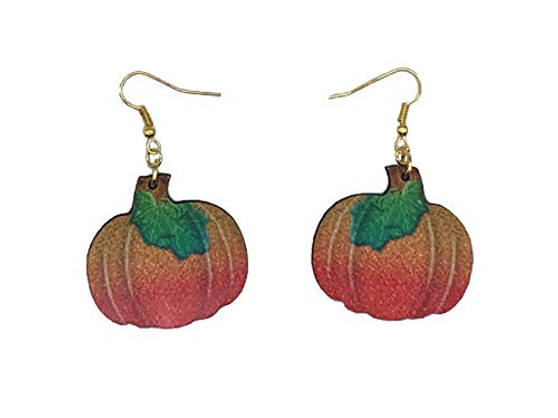 Pumpkin Glitter Fall Hardboard Dangle Earrings