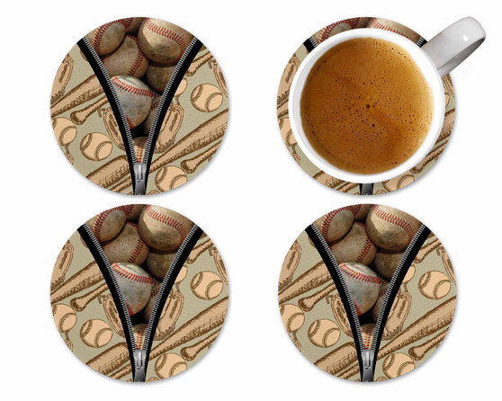 Antique Baseball Neoprene Coasters (Set of 4)