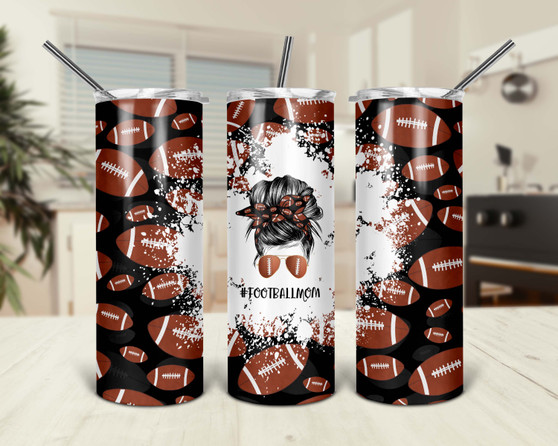 Football Mom Tumbler 20oz Stainless Steel Skinny Tumbler