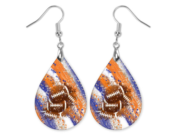 Blue and Orange Football Gameday Earrings Teardrop Earrings