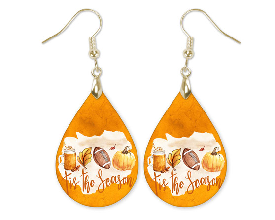 Tis the Season Coffee Football Dangle Earrings for Women