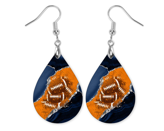 Navy and Burnt Orange Football Earrings