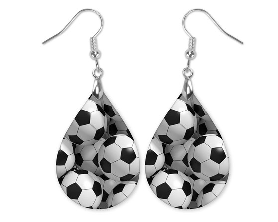 Soccer Ball Teardrop Earrings