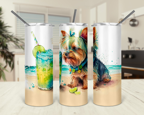 Beach Yorkie Design Tumbler Gift For Dog Lover 20oz