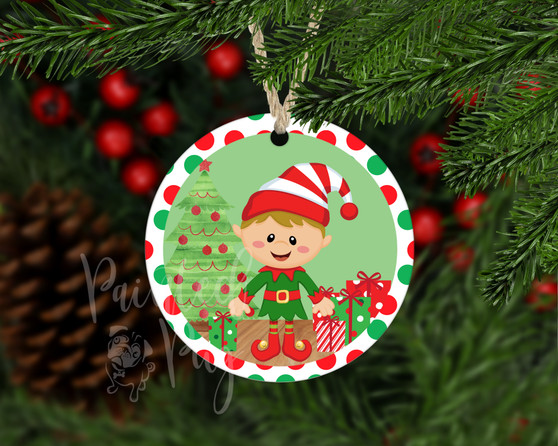 Elf Boy Christmas Round Ornament