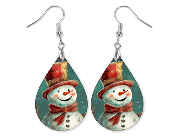 Snowman Christmas Earrings Holiday Earrings Christmas Earrings Teardrop Earrings