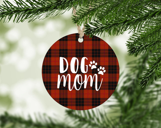 Dog Mom Fur Mom Christmas Tree Round Ornament Holiday Ornament Christmas Ornament
