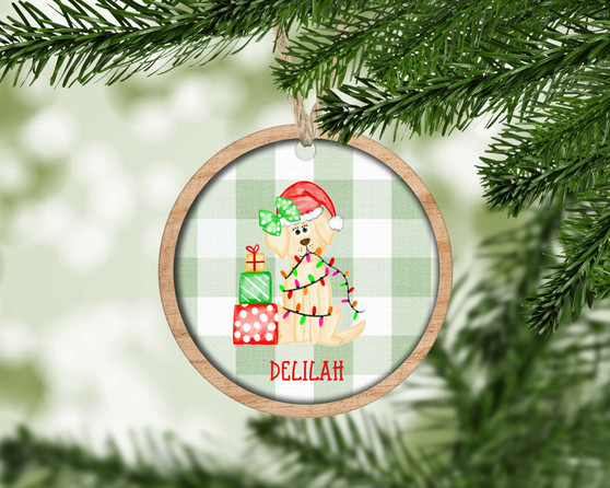 Personalized Dog Yellow Labrador Christmas Ornament