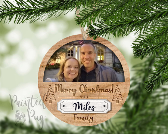 Personalized Photo Round Christmas Tree Ornament