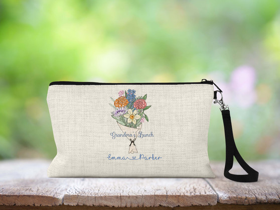 Personalized Grandma's Bunch Design Cosmetic Bag Wristlet  Makeup Bag