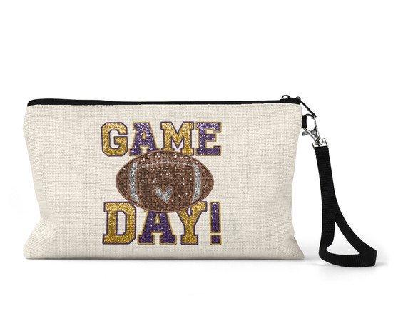 Game Day Football Mom Design Cosmetic Bag Wristlet  Makeup Bag