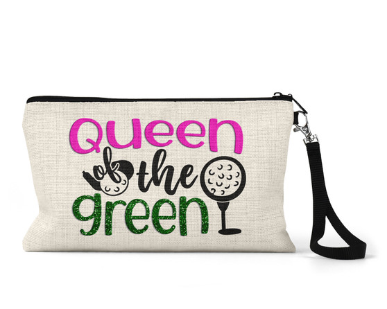 Queen Of The Green Golf Design Cosmetic Bag Wristlet  Makeup Bag